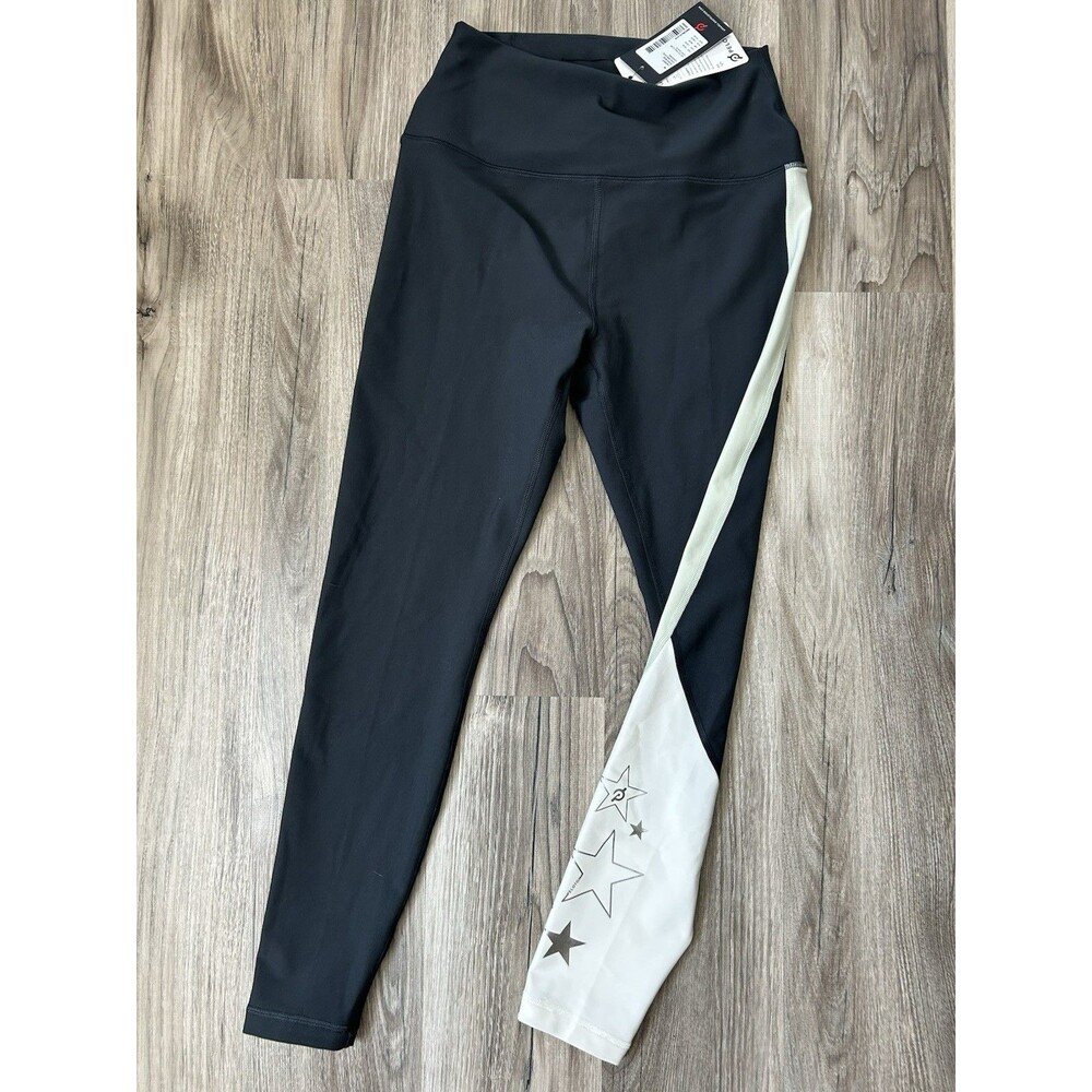 NWT Peloton Cadent High Rise Colorblock Leggings Black White Star Print M Sporty